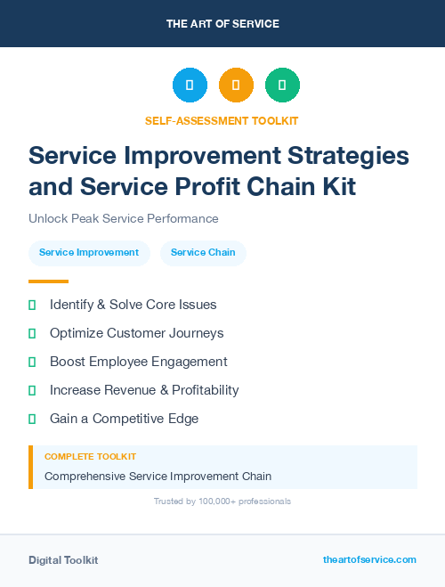 Service Improvement Strategies and Service Profit Chain Kit