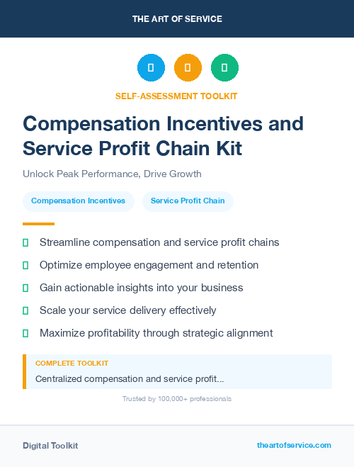 Compensation Incentives and Service Profit Chain Kit