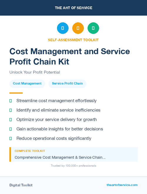 Cost Management and Service Profit Chain Kit