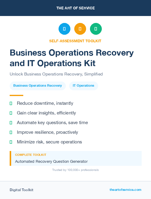 Business Operations Recovery and IT Operations Kit