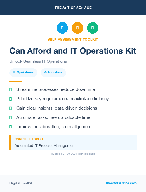 Can Afford and IT Operations Kit