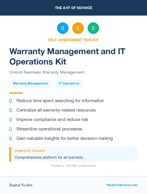 Warranty Management and IT Operations Kit