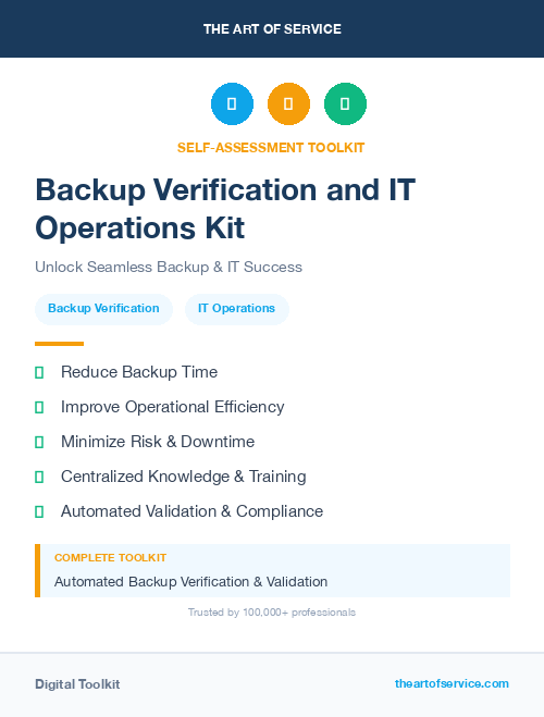 Backup Verification and IT Operations Kit