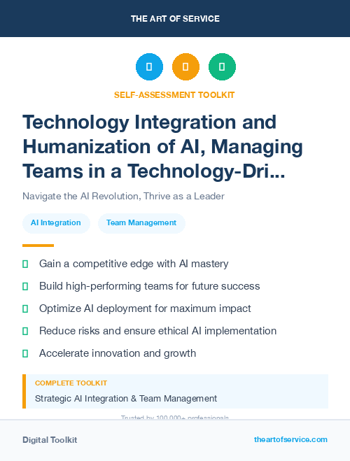 Technology Integration and Humanization of AI, Managing Teams in a Technology-Driven Future Kit
