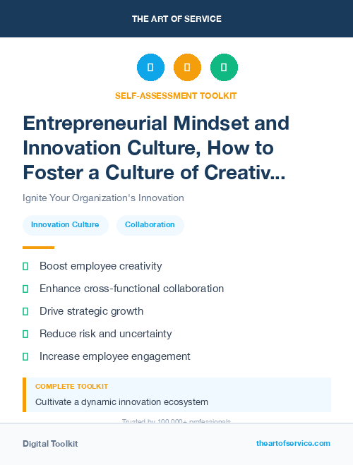 Entrepreneurial Mindset and Innovation Culture, How to Foster a Culture of Creativity and Collaboration in Your Organization Kit