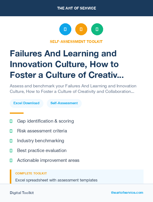 Failures And Learning and Innovation Culture, How to Foster a Culture of Creativity and Collaboration in Your Organization Kit