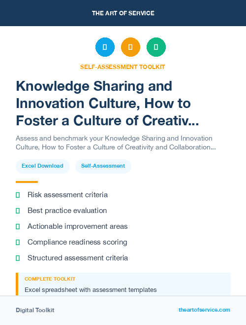Knowledge Sharing and Innovation Culture, How to Foster a Culture of Creativity and Collaboration in Your Organization Kit