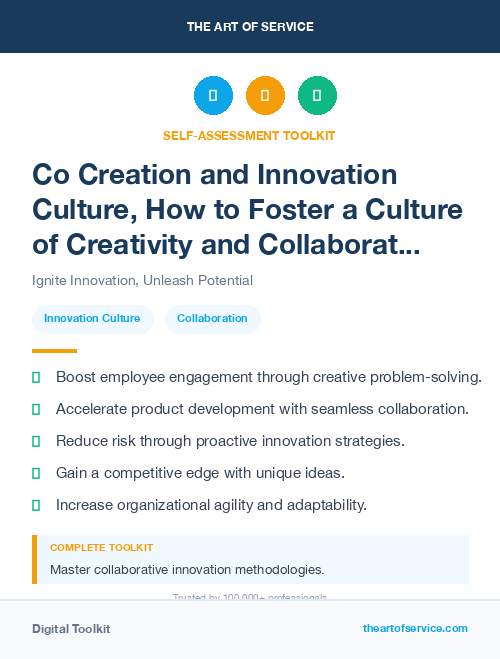 Co Creation and Innovation Culture, How to Foster a Culture of Creativity and Collaboration in Your Organization Kit