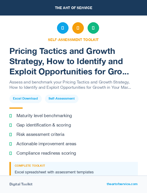 Pricing Tactics and Growth Strategy, How to Identify and Exploit Opportunities for Growth in Your Market Kit