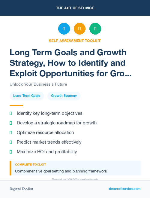 Long Term Goals and Growth Strategy, How to Identify and Exploit Opportunities for Growth in Your Market Kit