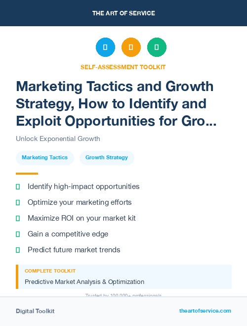 Marketing Tactics and Growth Strategy, How to Identify and Exploit Opportunities for Growth in Your Market Kit