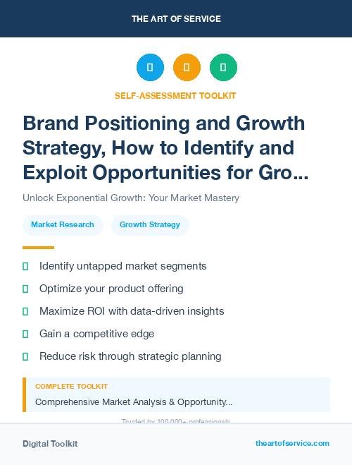 Brand Positioning and Growth Strategy, How to Identify and Exploit Opportunities for Growth in Your Market Kit
