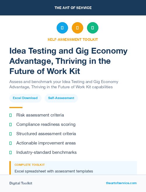 Idea Testing and Gig Economy Advantage, Thriving in the Future of Work Kit