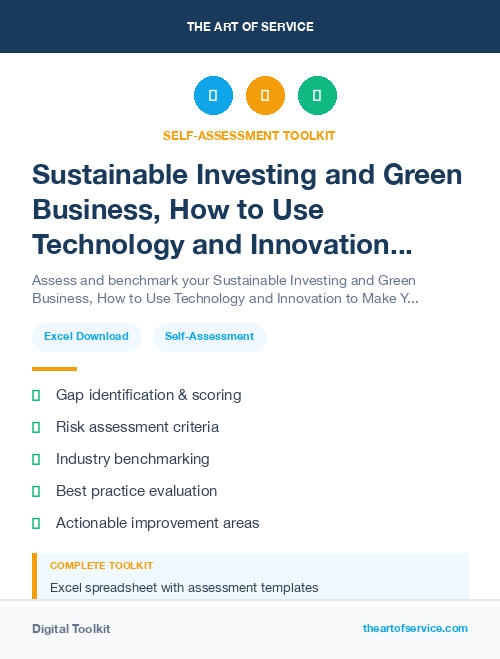 Sustainable Investing and Green Business, How to Use Technology and Innovation to Make Your Business More Eco-Friendly and Sustainable Kit