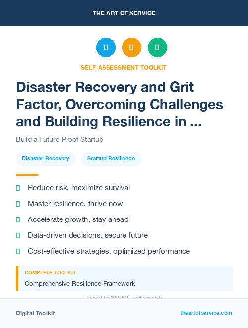 Disaster Recovery and Grit Factor, Overcoming Challenges and Building Resilience in the Startup World Kit