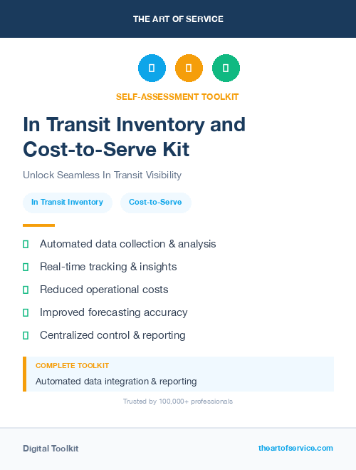 In Transit Inventory and Cost-to-Serve Kit