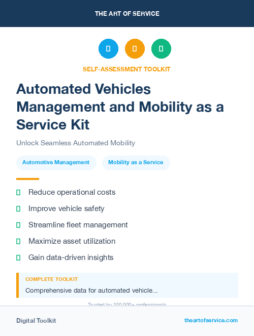 Automated Vehicles Management and Mobility as a Service Kit