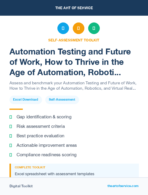 Automation Testing and Future of Work, How to Thrive in the Age of Automation, Robotics, and Virtual Reality Kit