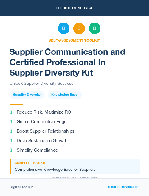 Supplier Communication and Certified Professional In Supplier Diversity Kit