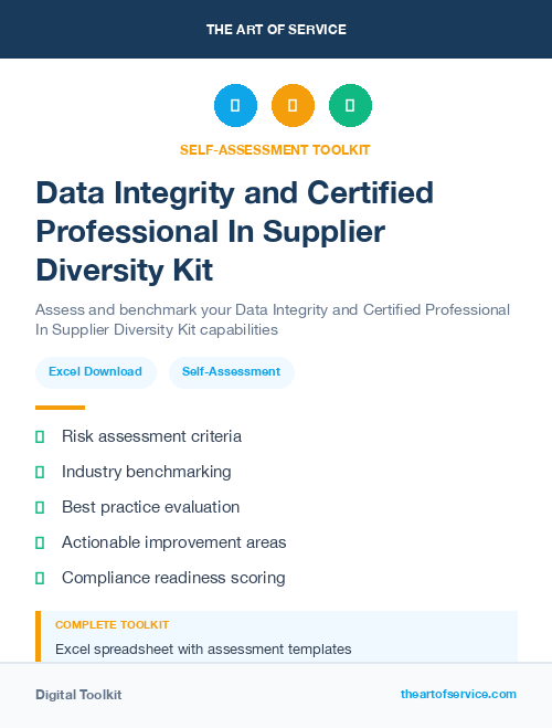 Data Integrity and Certified Professional In Supplier Diversity Kit