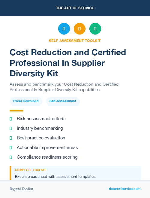 Cost Reduction and Certified Professional In Supplier Diversity Kit
