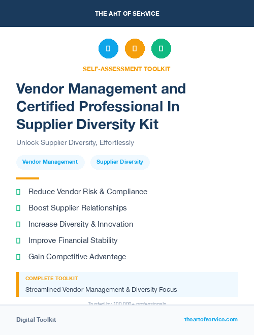 Vendor Management and Certified Professional In Supplier Diversity Kit