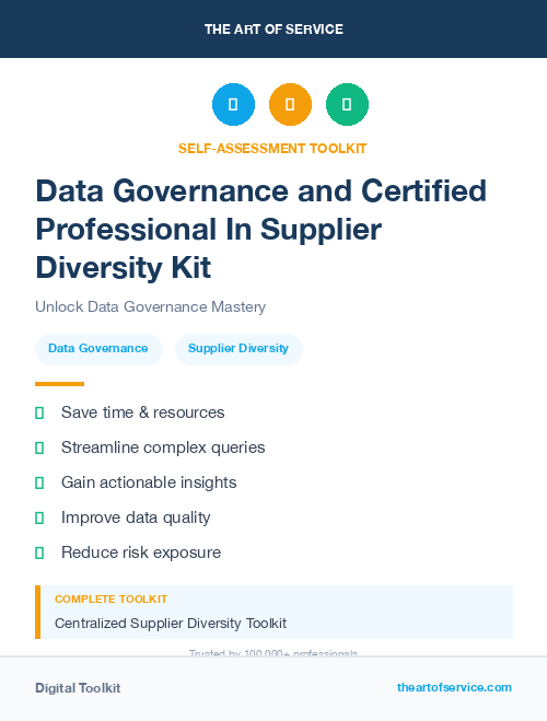 Data Governance and Certified Professional In Supplier Diversity Kit