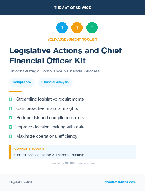 Legislative Actions and Chief Financial Officer Kit