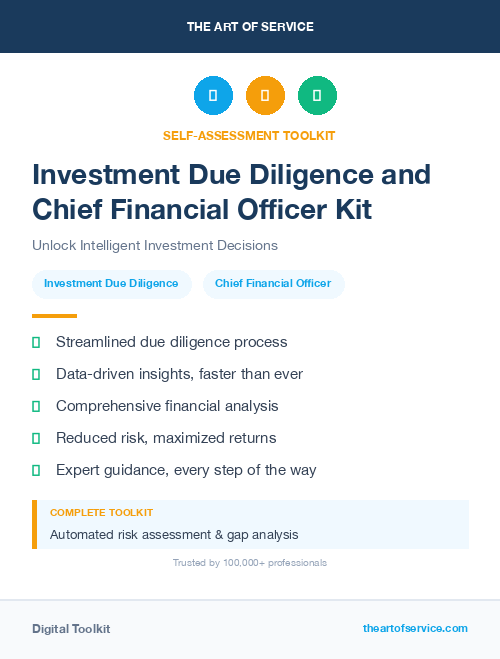 Investment Due Diligence and Chief Financial Officer Kit
