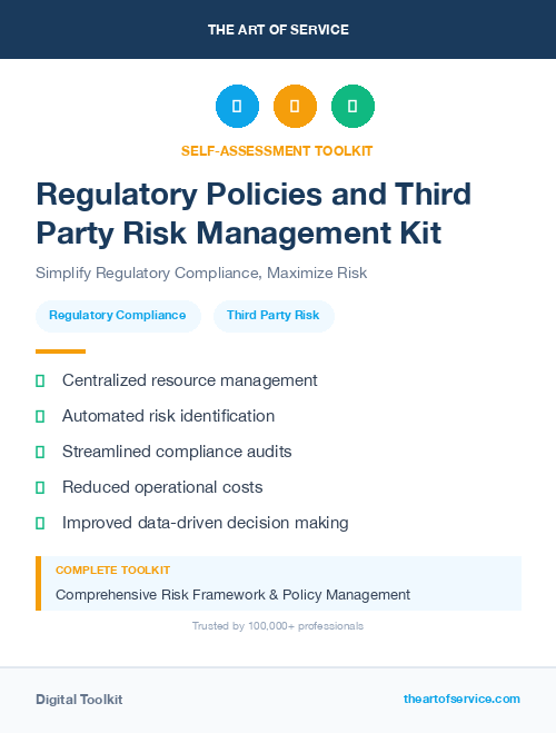 Regulatory Policies and Third Party Risk Management Kit