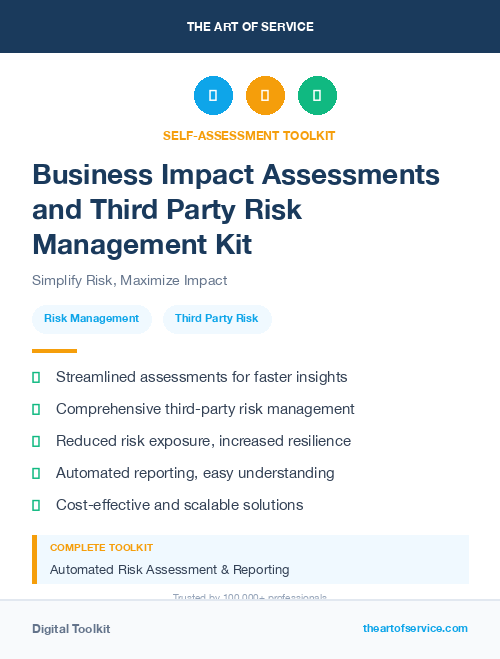 Business Impact Assessments and Third Party Risk Management Kit