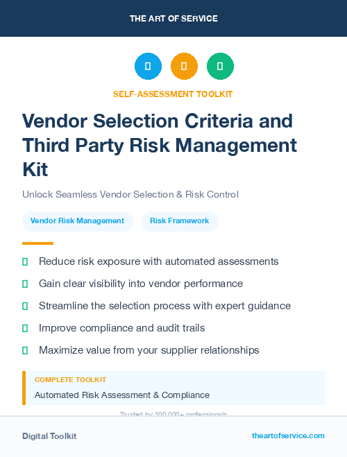 Vendor Selection Criteria and Third Party Risk Management Kit