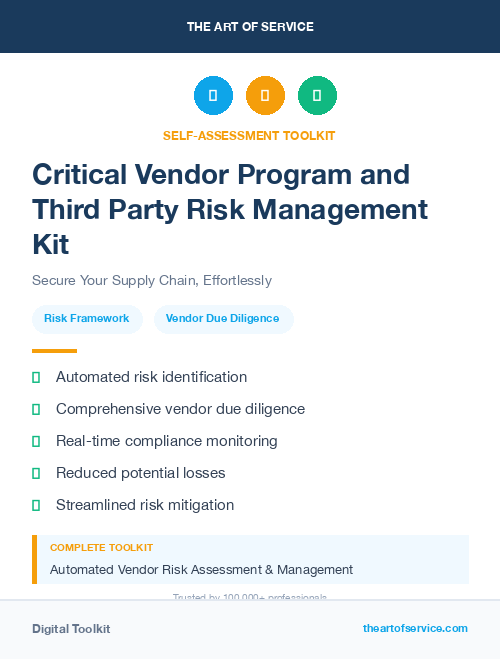 Critical Vendor Program and Third Party Risk Management Kit