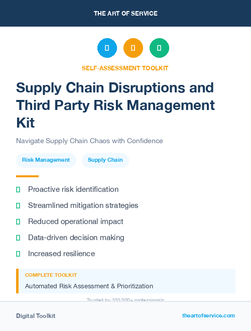 Supply Chain Disruptions and Third Party Risk Management Kit