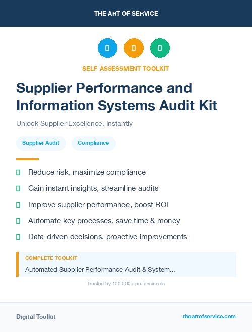 Supplier Performance and Information Systems Audit Kit