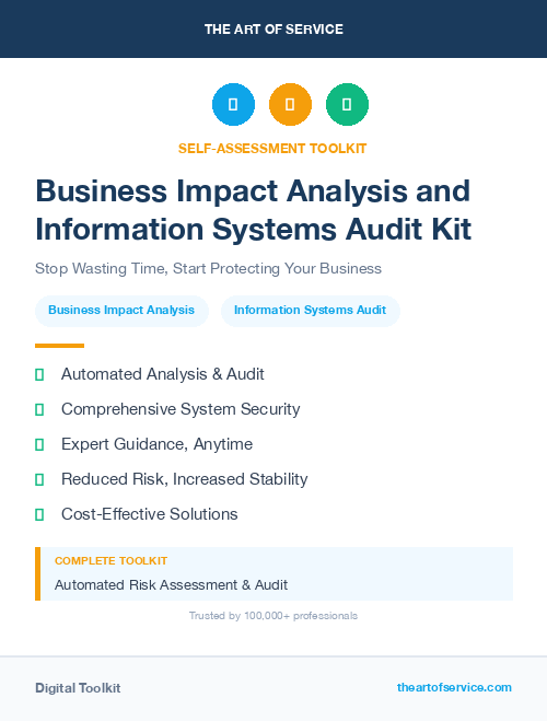 Business Impact Analysis and Information Systems Audit Kit