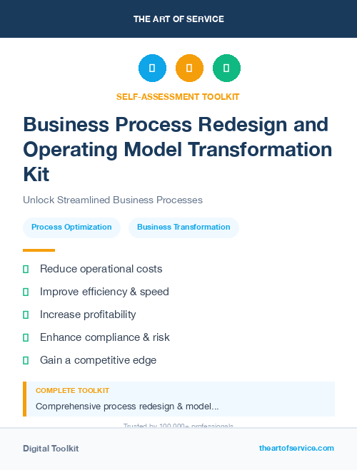 Business Process Redesign and Operating Model Transformation Kit