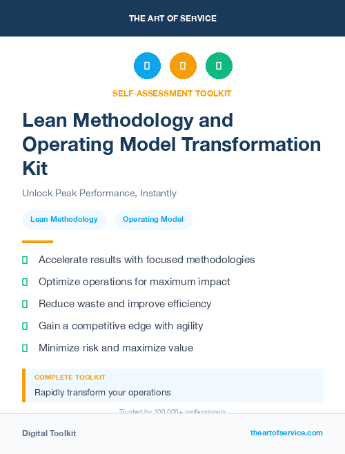 Lean Methodology and Operating Model Transformation Kit
