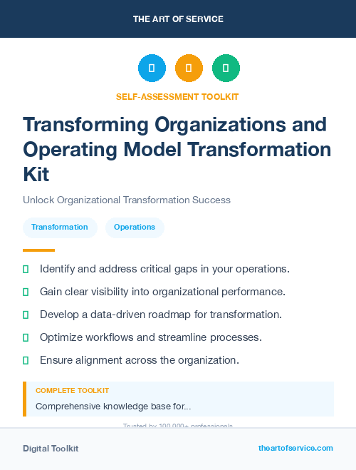 Transforming Organizations and Operating Model Transformation Kit