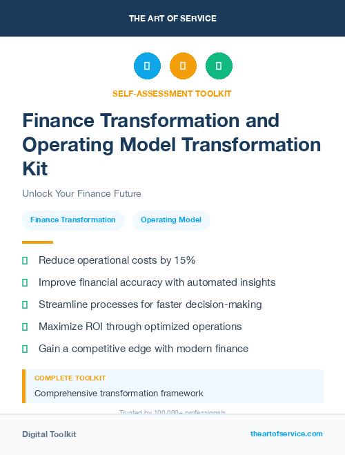 Finance Transformation and Operating Model Transformation Kit