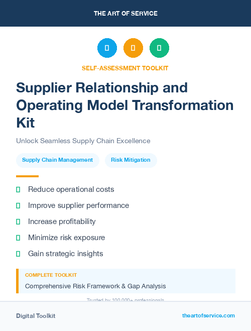 Supplier Relationship and Operating Model Transformation Kit