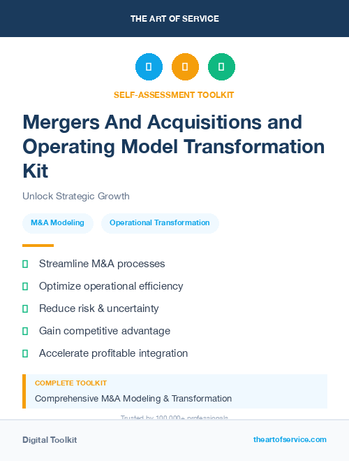 Mergers And Acquisitions and Operating Model Transformation Kit