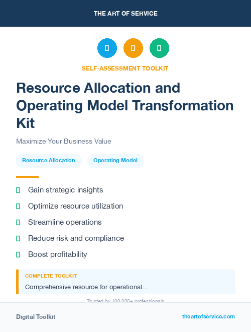Resource Allocation and Operating Model Transformation Kit