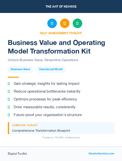 Business Value and Operating Model Transformation Kit