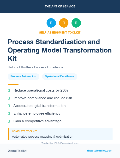 Process Standardization and Operating Model Transformation Kit
