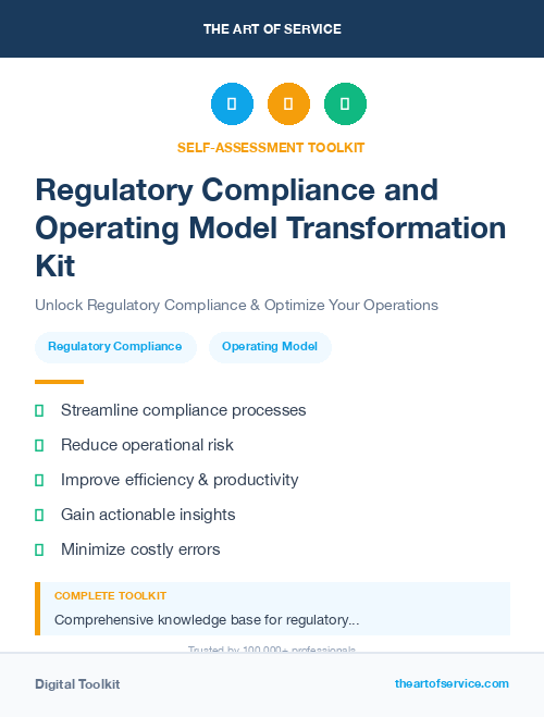Regulatory Compliance and Operating Model Transformation Kit