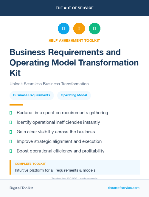 Business Requirements and Operating Model Transformation Kit