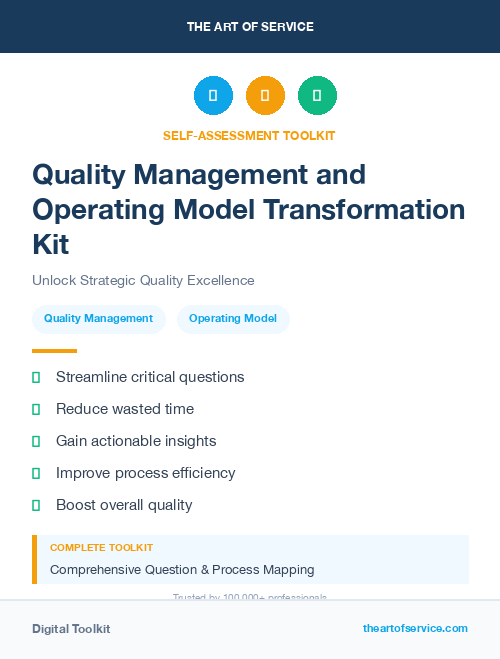 Quality Management and Operating Model Transformation Kit