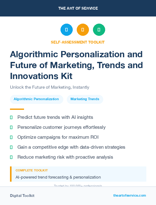 Algorithmic Personalization and Future of Marketing, Trends and Innovations Kit