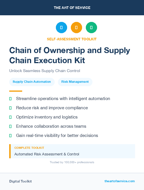 Chain of Ownership and Supply Chain Execution Kit
